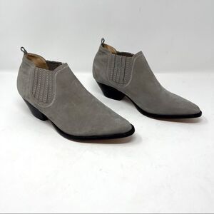 SCHUTZ Grey Nubuck Western Pointed Toe Booties 8